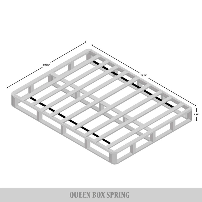 Alwyn Home Tawnya 8'' Wood Box Spring with Warm Grey Linen Cover